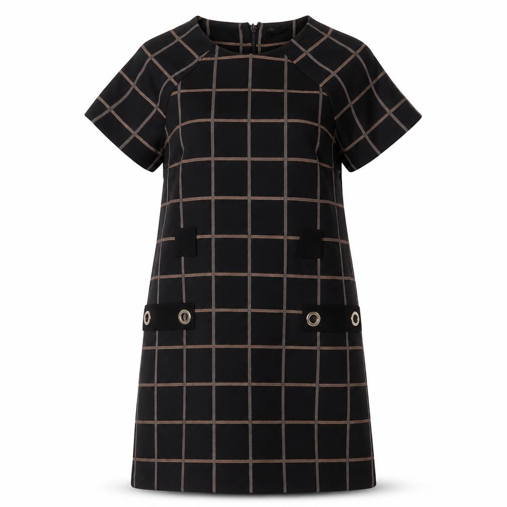 River Island Women's Black Check Shift Dress Size 14