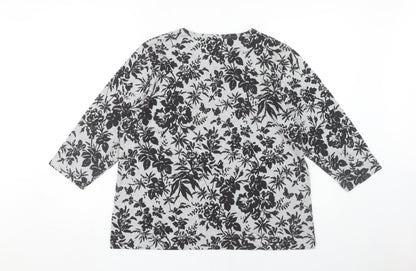 TIGI Women's Grey Floral 3/4 Sleeve T-Shirt Size 18