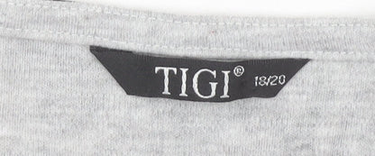 TIGI Women's Grey Floral 3/4 Sleeve T-Shirt Size 18