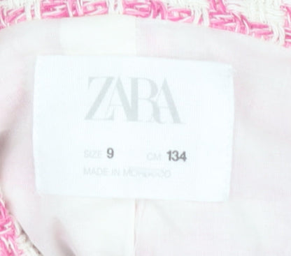 Zara Girls Pink Cropped Houndstooth Jacket 9 Years
