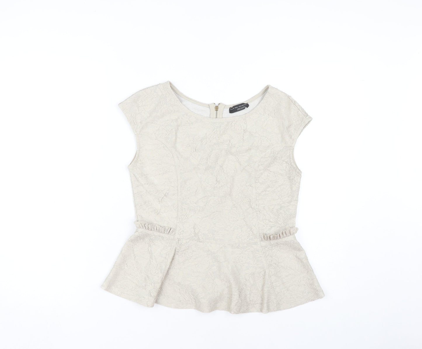 Womens UK Size M Zara Beige Basic Blouse
