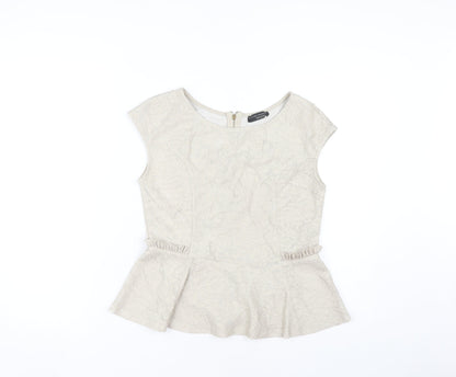 Womens UK Size M Zara Beige Basic Blouse