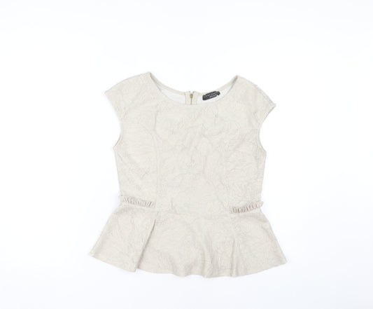 Womens UK Size M Zara Beige Basic Blouse