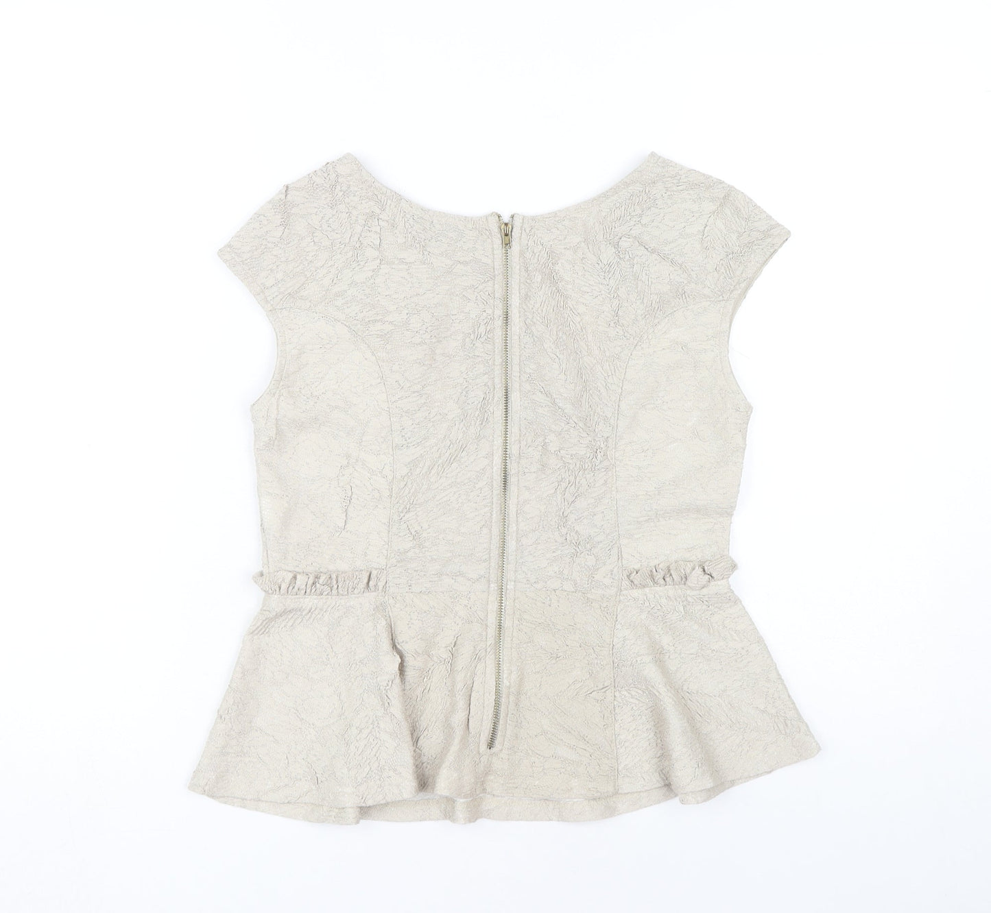 Womens UK Size M Zara Beige Basic Blouse