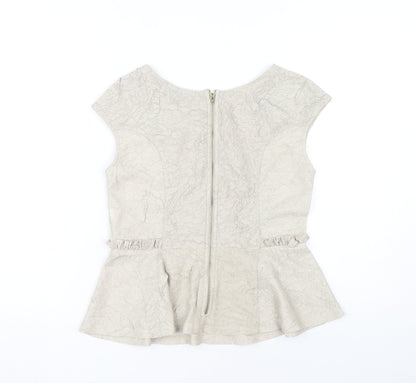 Womens UK Size M Zara Beige Basic Blouse