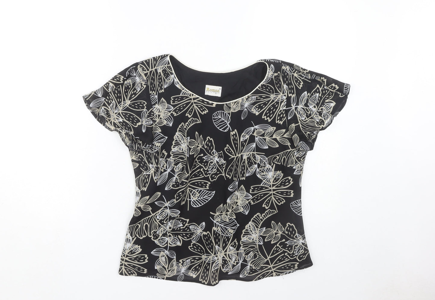 Womens UK Size 12 Roman Originals Black Basic Blouse