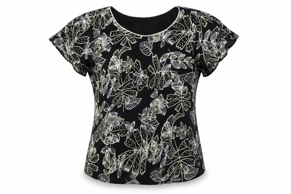 Front view of Roman Originals Floral Blouse Black, size 12, Women's Casual