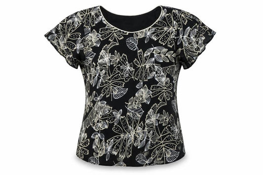 Front view of Roman Originals Floral Blouse Black, size 12, Women's Casual
