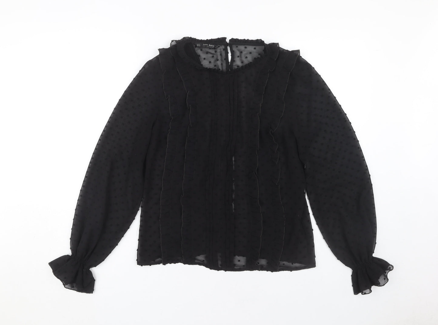 Womens UK Size S Zara Black Basic Blouse