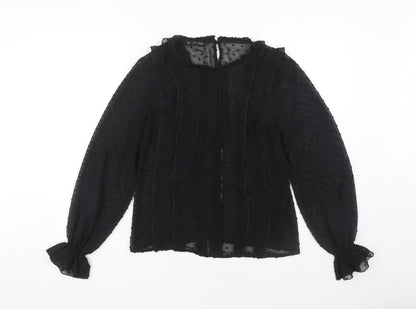 Womens UK Size S Zara Black Basic Blouse