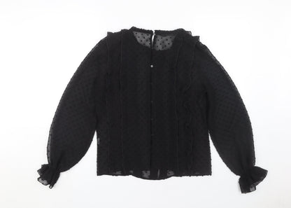 Womens UK Size S Zara Black Basic Blouse