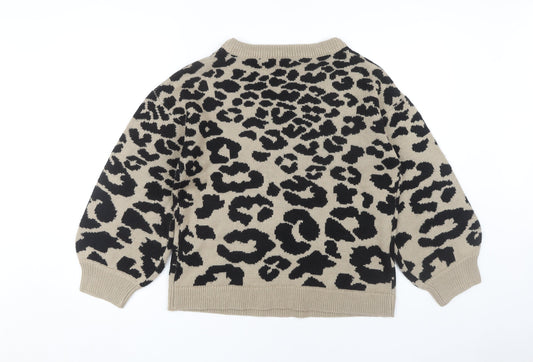 AX Paris Women's Beige Animal Print Pullover Jumper S/M