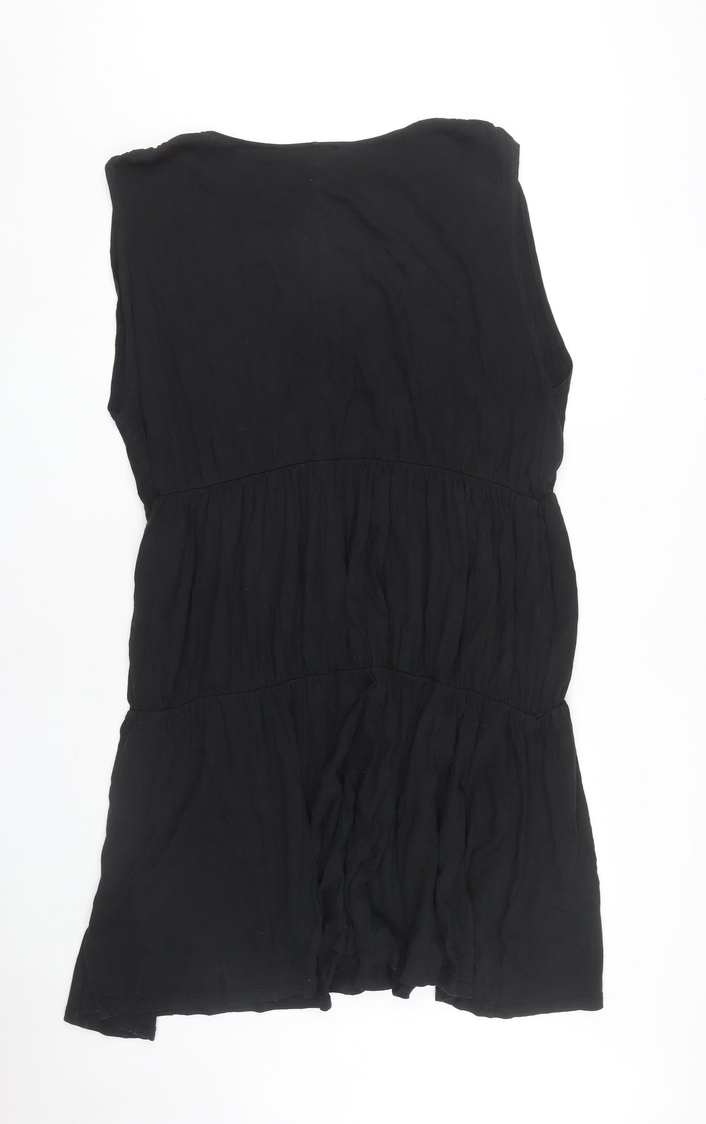 Zara Women Black Sleeveless V-Neck Dress XL