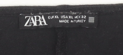 Zara Women Black Sleeveless V-Neck Dress XL