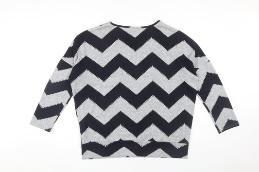 Apricot Women's Grey Chevron Pullover Jumper Size 12