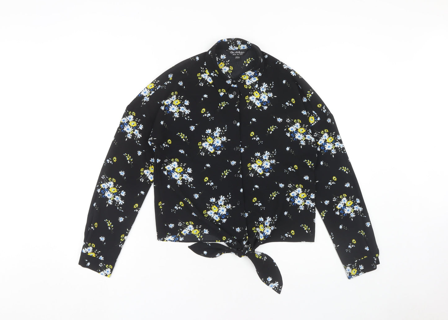 Womens UK Size 8 Miss Selfridge Black Basic Button-Up