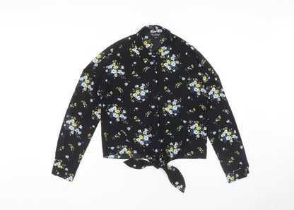 Womens UK Size 8 Miss Selfridge Black Basic Button-Up
