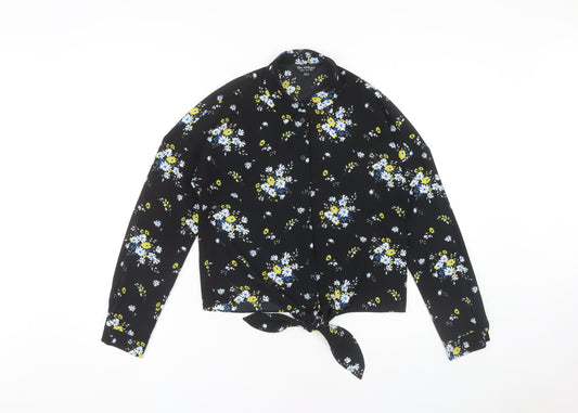 Womens UK Size 8 Miss Selfridge Black Basic Button-Up