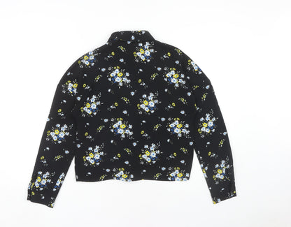 Womens UK Size 8 Miss Selfridge Black Basic Button-Up