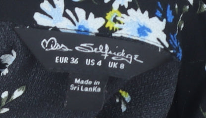 Womens UK Size 8 Miss Selfridge Black Basic Button-Up
