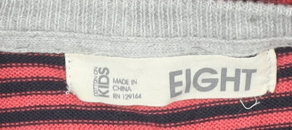 Cotton On Kids Boys Red Striped Pullover Jumper 8 Years