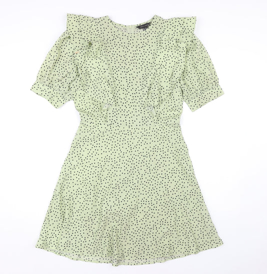 New Look Women's Green A-Line Polka Dot Dress Size 10