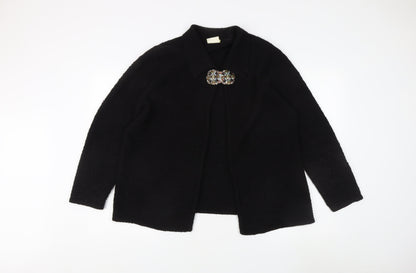 Eastex Women's Black Cardigan, Collared Wool Blend L