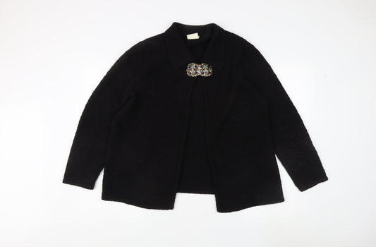 Eastex Women's Black Cardigan, Collared Wool Blend L