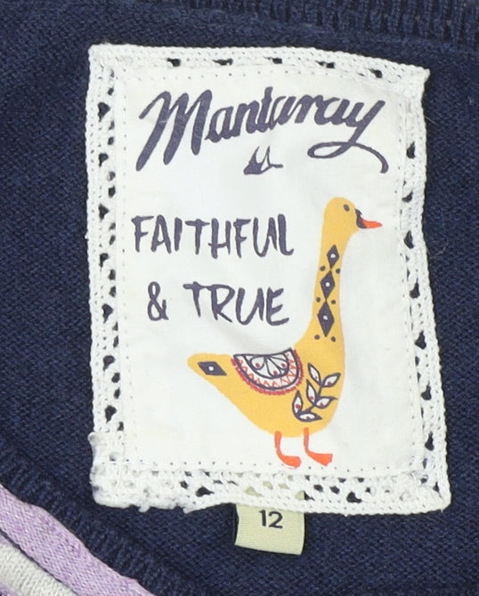 Womens UK Size 12 Mantaray Blue Pullover Jumper