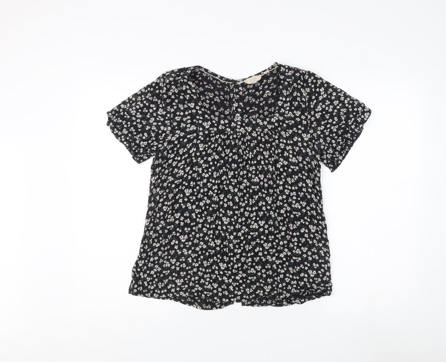 Womens UK Size 8 Fat Face Black Basic Blouse
