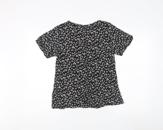 Womens UK Size 8 Fat Face Black Basic Blouse