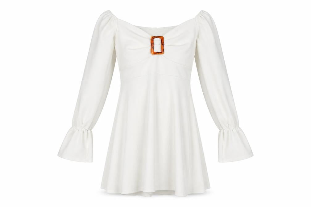 Boohoo White A-Line Dress - Size 10, Elegant Style