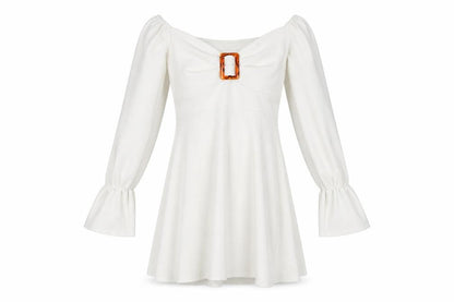 Boohoo White A-Line Dress - Size 10, Elegant Style