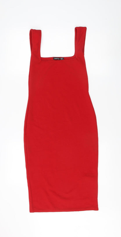 Boohoo Women’s Red Bodycon Dress, Size 10, Sleeveless