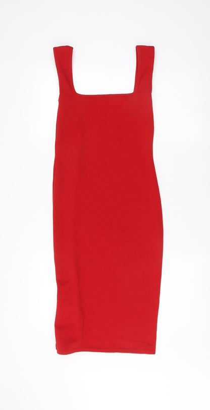 Boohoo Women’s Red Bodycon Dress, Size 10, Sleeveless