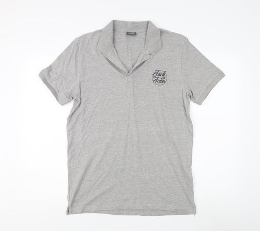 Jack & Jones Men's Grey Polo Shirt L Short Sleeve