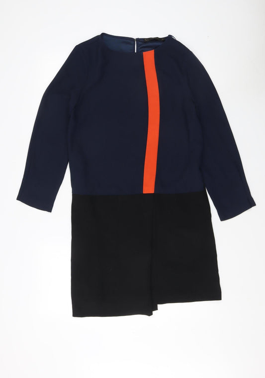 Zara Women's Blue Colourblock Dress, Size S