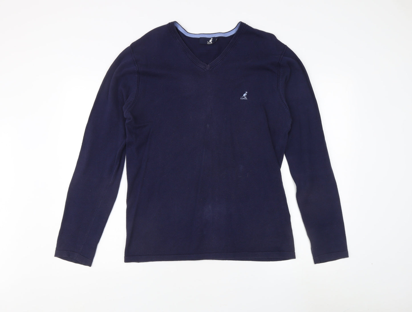 Kangol Blue Men's Pullover Jumper, Size S, V-Neck, Cotton