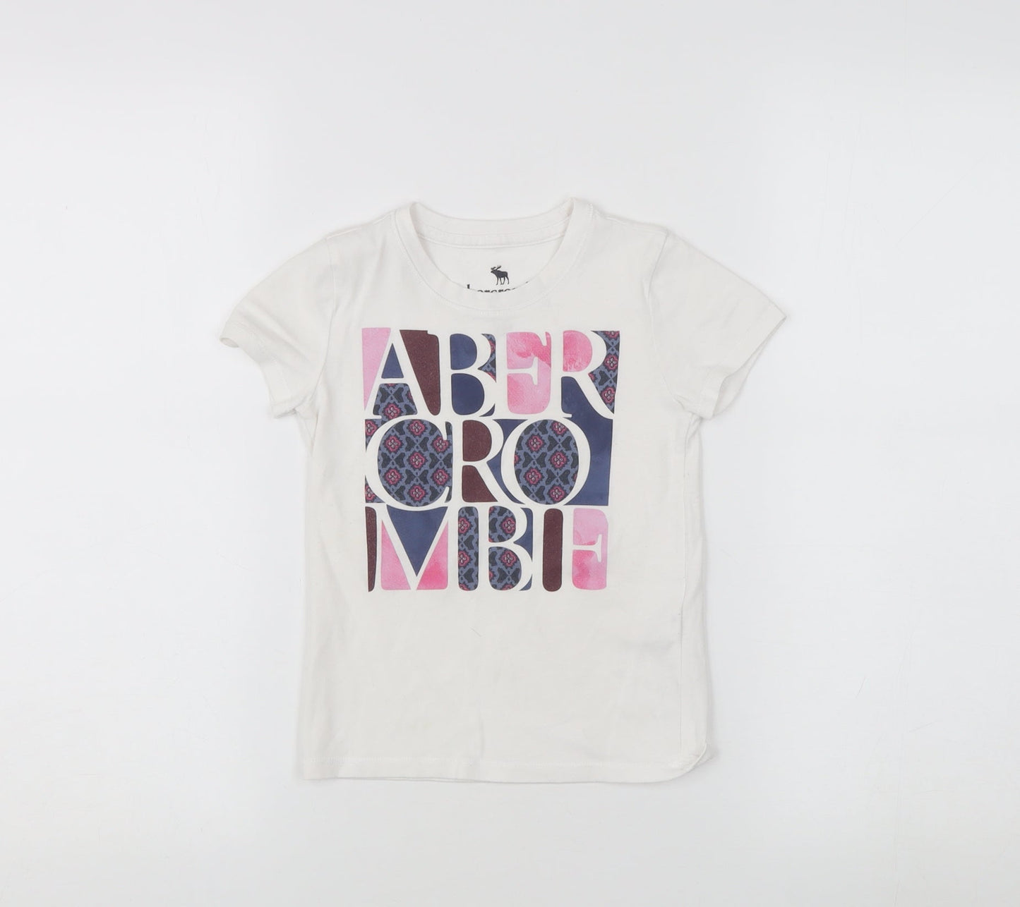 Abercrombie & Fitch Girls White Graphic T-Shirt 3-4 Years