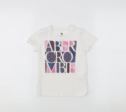Abercrombie & Fitch Girls White Graphic T-Shirt 3-4 Years