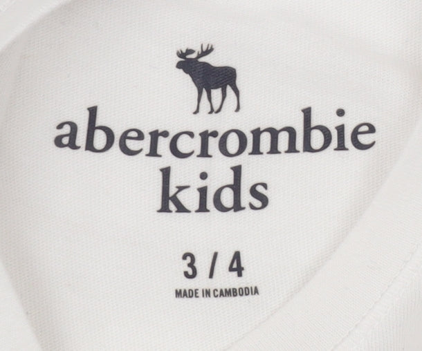 Abercrombie & Fitch Girls White Graphic T-Shirt 3-4 Years