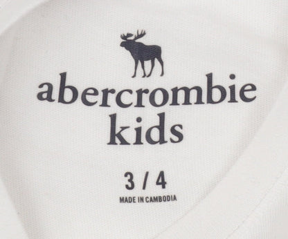 Abercrombie & Fitch Girls White Graphic T-Shirt 3-4 Years