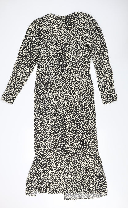 H&M Women's Black Midi Wrap Dress Size 12