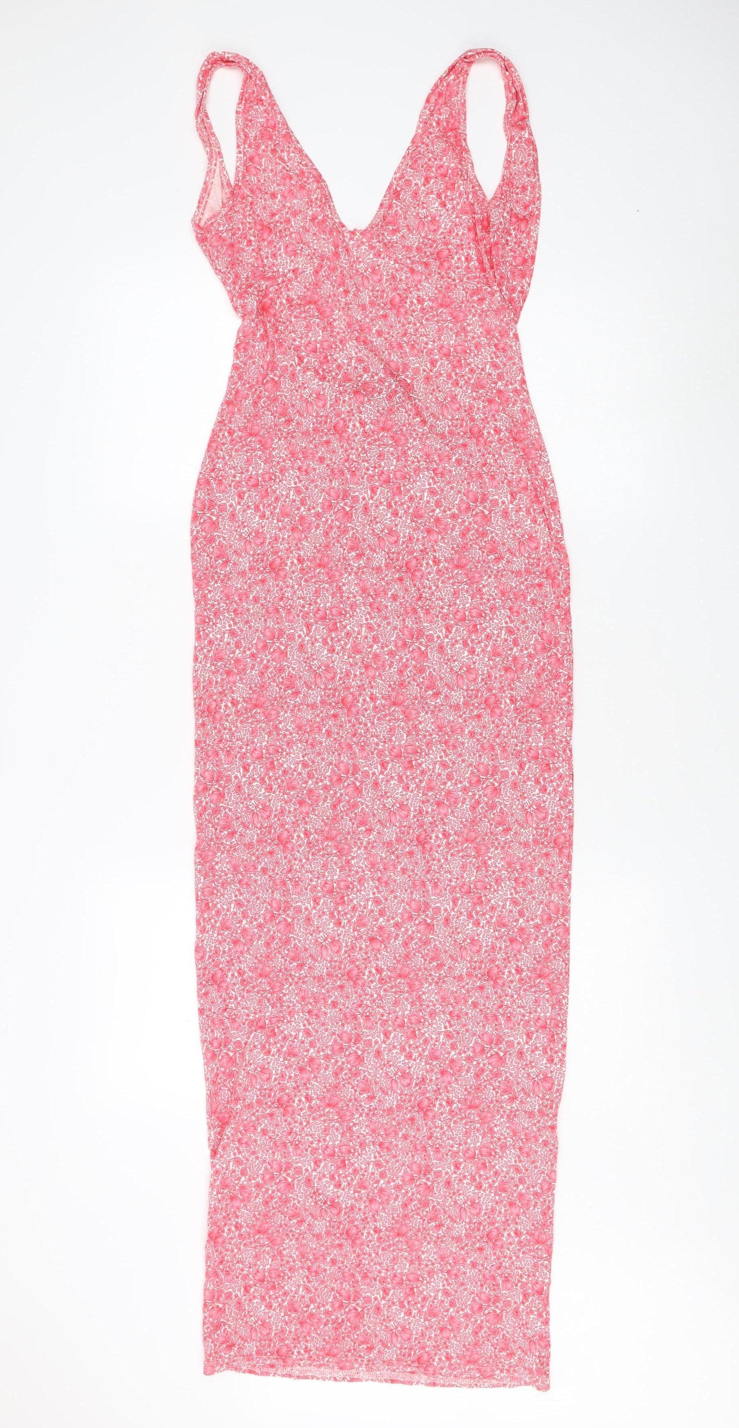 Boohoo Women's Pink Floral Slip Dress Size 8