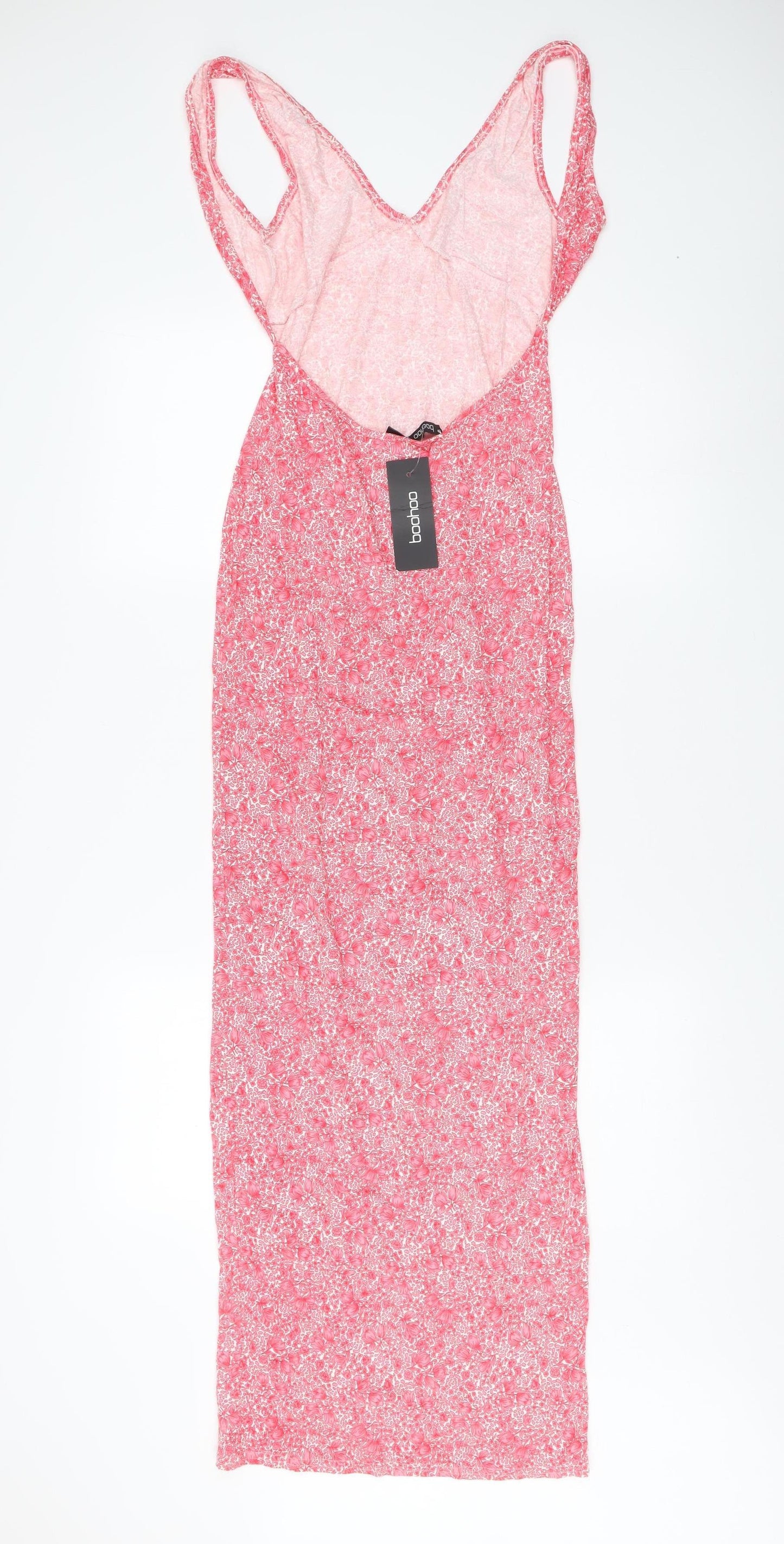 Boohoo Women's Pink Floral Slip Dress Size 8
