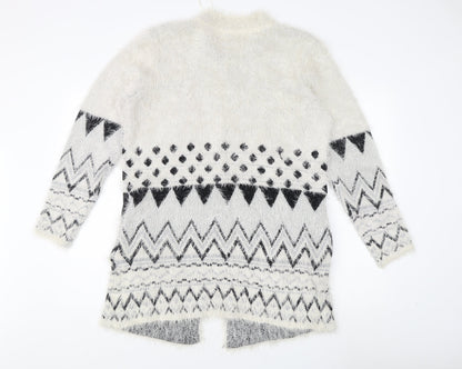 Damart Women's White Geometric Cardigan M