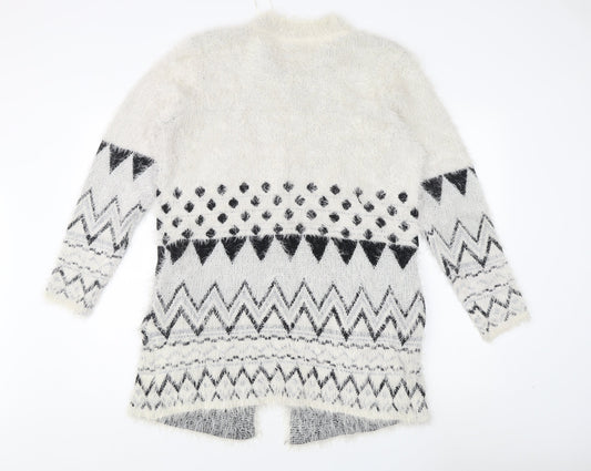 Damart Women's White Geometric Cardigan M