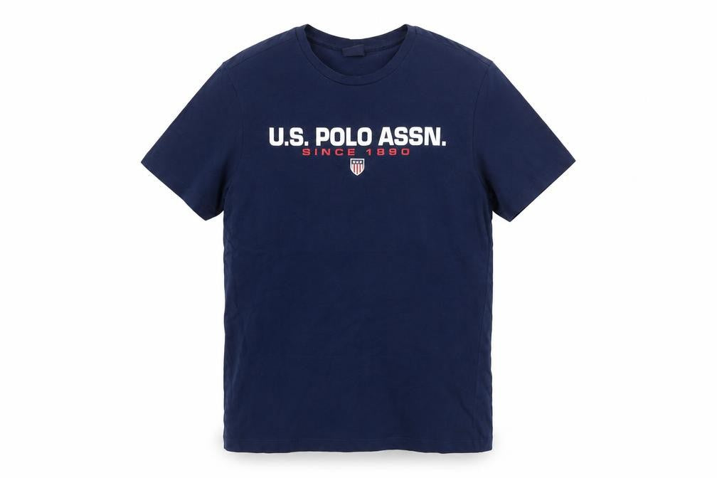 Front view of U.S. Polo Assn. Blue T-Shirt XS unisex adults classic