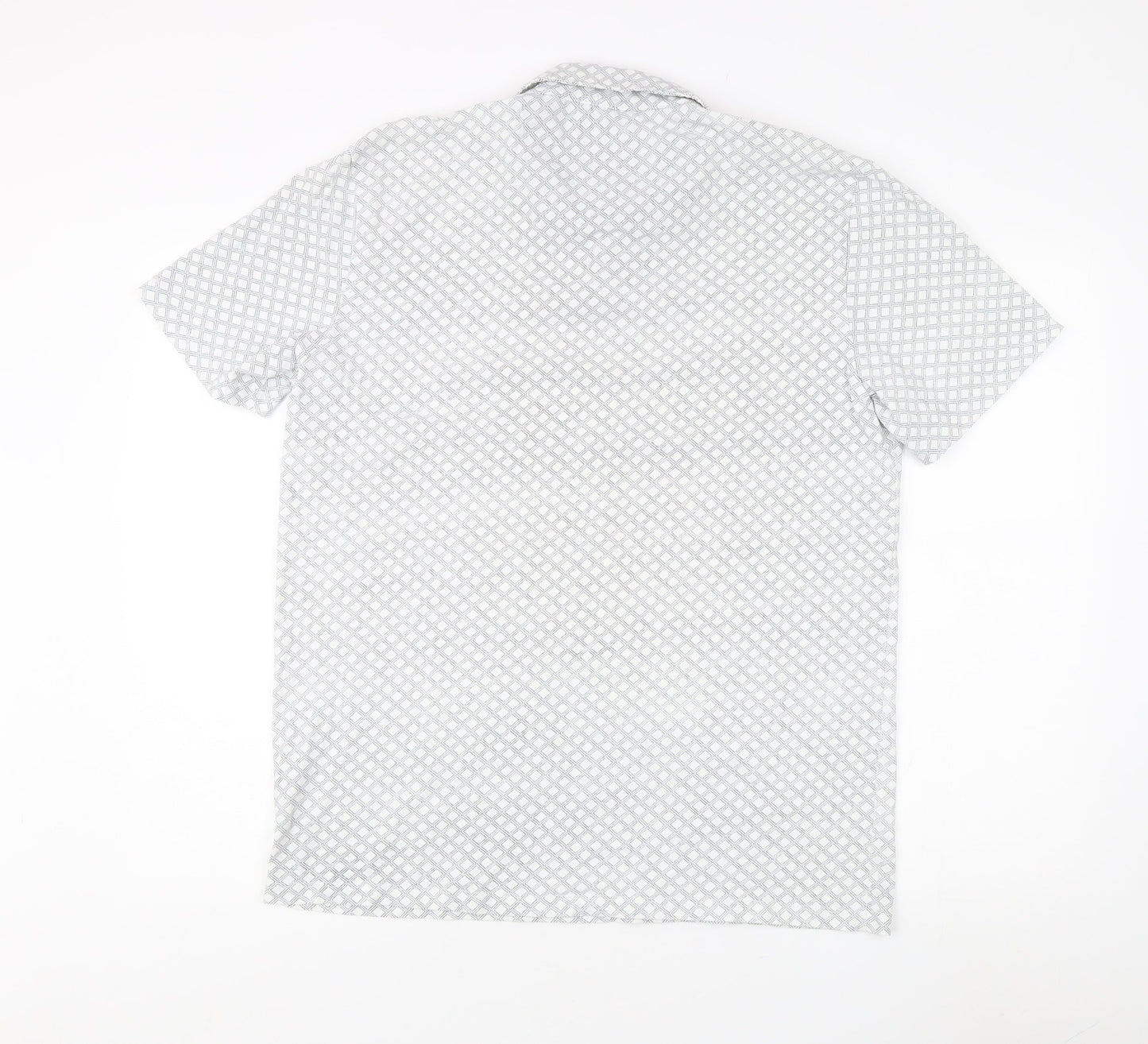 Next Men's White Polo Shirt, Size L, Geometric Pattern