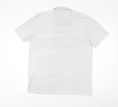 Next Men's White Polo Shirt, Size L, Geometric Pattern
